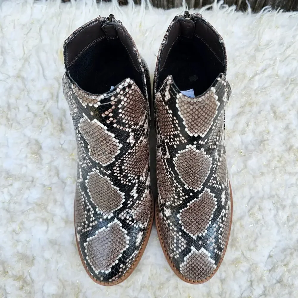 Snake Print Booties Aqua College Naomi Size 8 Waterproof Leather Brown